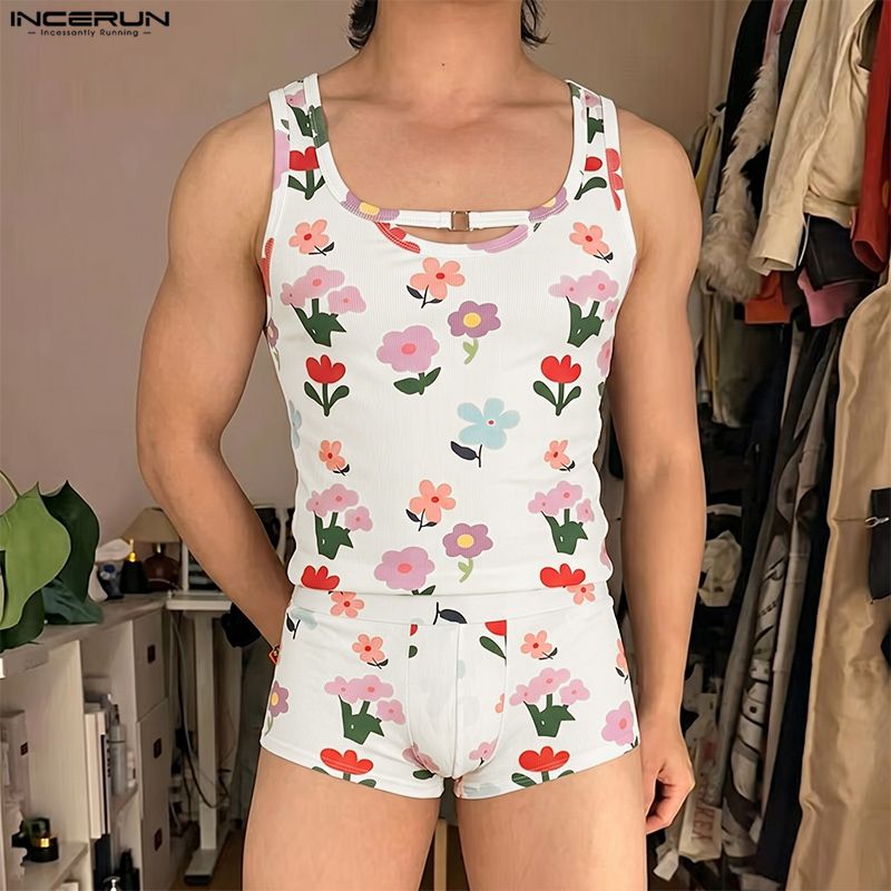 Summer Short Set - Мужские комплекты INCERUN с цветочным принтом,